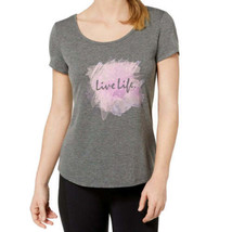 allbrand365 Designer Womens Criss cross Graphic T-Shirt Small Charcoal Heather - £21.18 GBP