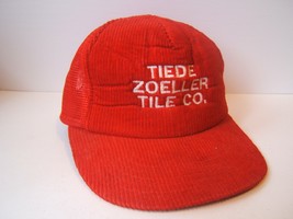 Tiede Zoeller Tile Co Spell Out Work Hat Vintage Red Snapback Trucker Cap - £12.10 GBP