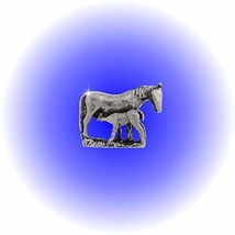 Pewter Filly Nursing Foal Figurine - Lead Free - $22.68