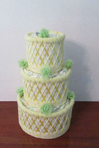 Light Green and Yellow Neutral Themed Baby Shower 3 Tier Diaper Cake Gift - £47.02 GBP