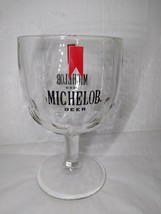 Michelob Beer Goblet Stem Glass Clear 12 oz. Red Logo Thumbprint  Fast Shipping! - £10.00 GBP