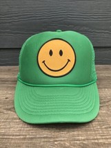 Smiley Face Hat Green Rope Adjustable Snapback Trucker Cap Foam Front Me... - $14.73