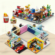 Mini Street View City Architecture Building Blocks Snack Store Shop Hous... - £14.34 GBP