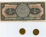 Banco de Mexico Un Peso 1967 Series HE &amp; 2 Cinco Centavo Coins 1955 &amp; 1958  - $9.90