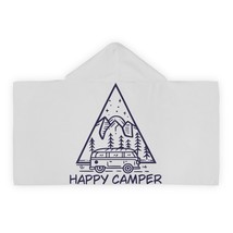 Youth Hooded Towel: Happy Camper in Forest - Cozy, Fun and Personalized - £38.13 GBP