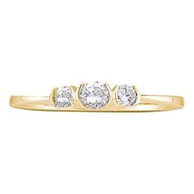 14kt Yellow Gold Womens Round Diamond 3-stone Bridal Wedding Engagement Ring 1/4 - £257.17 GBP