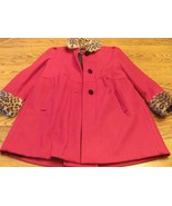 KC Collections Girls Coat Red Faux Leopard Size L / 6 Christmas Winter Pea - £15.89 GBP