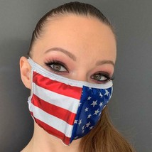 American Flag Face Mask Metallic Stars Stripes Patriotic USA 4th of July... - $6.24