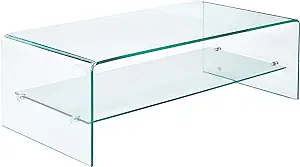 Christopher Knight Home Ramona Glass Coffee Table with Shelf, Transparent - $401.99