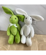 Lot Of 2 Animal Bunny Rabbit Easter Plush White And Green Bow GIFT Baske... - £7.89 GBP
