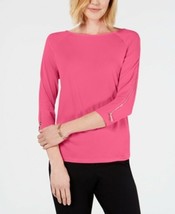 JM Collection Womens Petite Small Pink Geo Savvy Long Zipper Sleeves Top... - £13.39 GBP