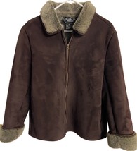 Cocoa New York Women Faux suede  Fur Lined Jacket  brown M - £24.92 GBP