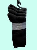 Van Heusen Premium Dress Socks Boys Black 9-11 Shoe Size 4-10 PolySpan 4... - $9.90