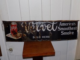 Vintage Velvet Pipe Tobacco Sold Here Porcelain Sign - $6,836.76 MXN