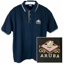 Vintage Aruba Polo XL Blue Mens T-Shirt Passport Island Vibes - $7.86
