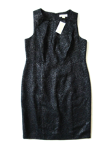 NWT MICHAEL Michael Kors Black Metallic Cheetah Jacquard Sleeveless Dress 14 - £33.67 GBP