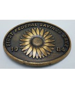 Vintage 1984 First Federal Savings Bank Newton Kansas Belt Buckle Ltd Ed... - $10.84
