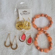 Gold &amp; Coral Jewelry Bundle – Lot of 5 pieces - £22.31 GBP