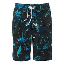 Mens Swim Shorts Speedo Blue Paint Splatter Trunks Mesh Liner NEW $59-sz M - £20.54 GBP