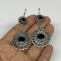 1pc, Handmade Turkmen Earring Tribal Jewelry Black Carnelian Round Boho, B14192 - £9.44 GBP
