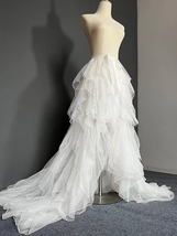 White Wedding Detachable Tulle Maxi Skirt Custom  Plus Size Bridal Tiered Skirt image 2
