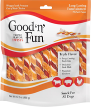 Good&#39;N&#39;Fun Triple Flavor Twists, Dog Chew Sticks, Premium Chicken and Be... - $509.65 MXN