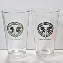 Lot of 2 Big Time Brewing Company Seattle WA Elephant Face Beer Glass 16oz - £10.99 GBP