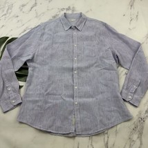 Onia Mens Linen Button Up Shirt Size XXL Pastel Purple White Stripe Long... - £25.59 GBP