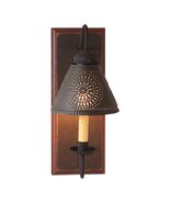 WALL SCONCE WOOD WROUGHT IRON &amp; PUNCHED TIN "CRESTWOOD" LIGHT Espresso F... - $189.95