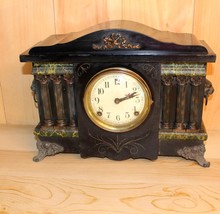 Antique Sessions Elaborately Ornate 8 Day Mantle Clock ~ Serviced &amp; Running ~ - £210.36 GBP