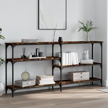 Console Table Smoked Oak 160x29x75 cm Engineered Wood - £52.68 GBP