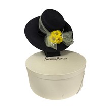 Eric Javits Wide Brim Hat Black Straw Yellow FLowers + 16&quot; Neiman Marcus... - $5,004.27 MXN