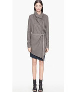 Helmut Lang Sonar Wool Leather Belted Cardigan Sweater Jacket Taupe P XS - $159.00