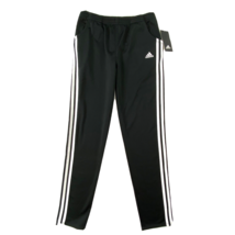 Adidas Track Pants Girls size XL 16 Elastic Waist Pockets Black 3 White Stripes - £17.97 GBP