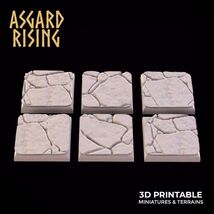 3D Printed Asgard Rising Stone Floor Square Base Set 25 28 32 35mm D&amp;D - $6.83+