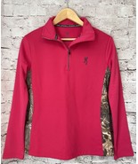 Browning Sweatshirt Womens M Pink Camo Quarter Zip Pullover Casual - $8.60