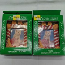 Set Of (2) Proud Paws Pet Frames Christmas Photo Ornament Magnets - $13.82 CAD