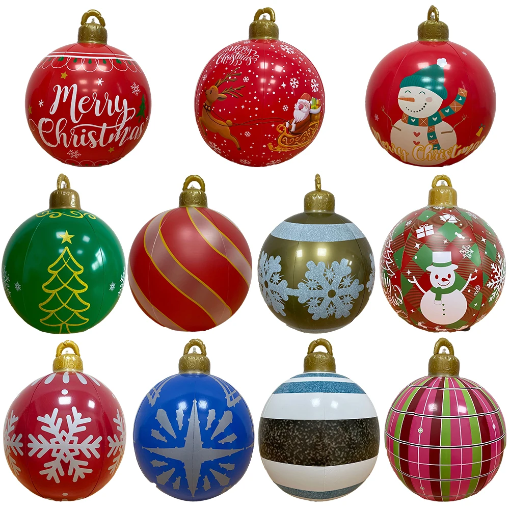 60cm Inflatable Decorated Ball Waterproof Christmas Toy Balls with Pump - £14.92 GBP+