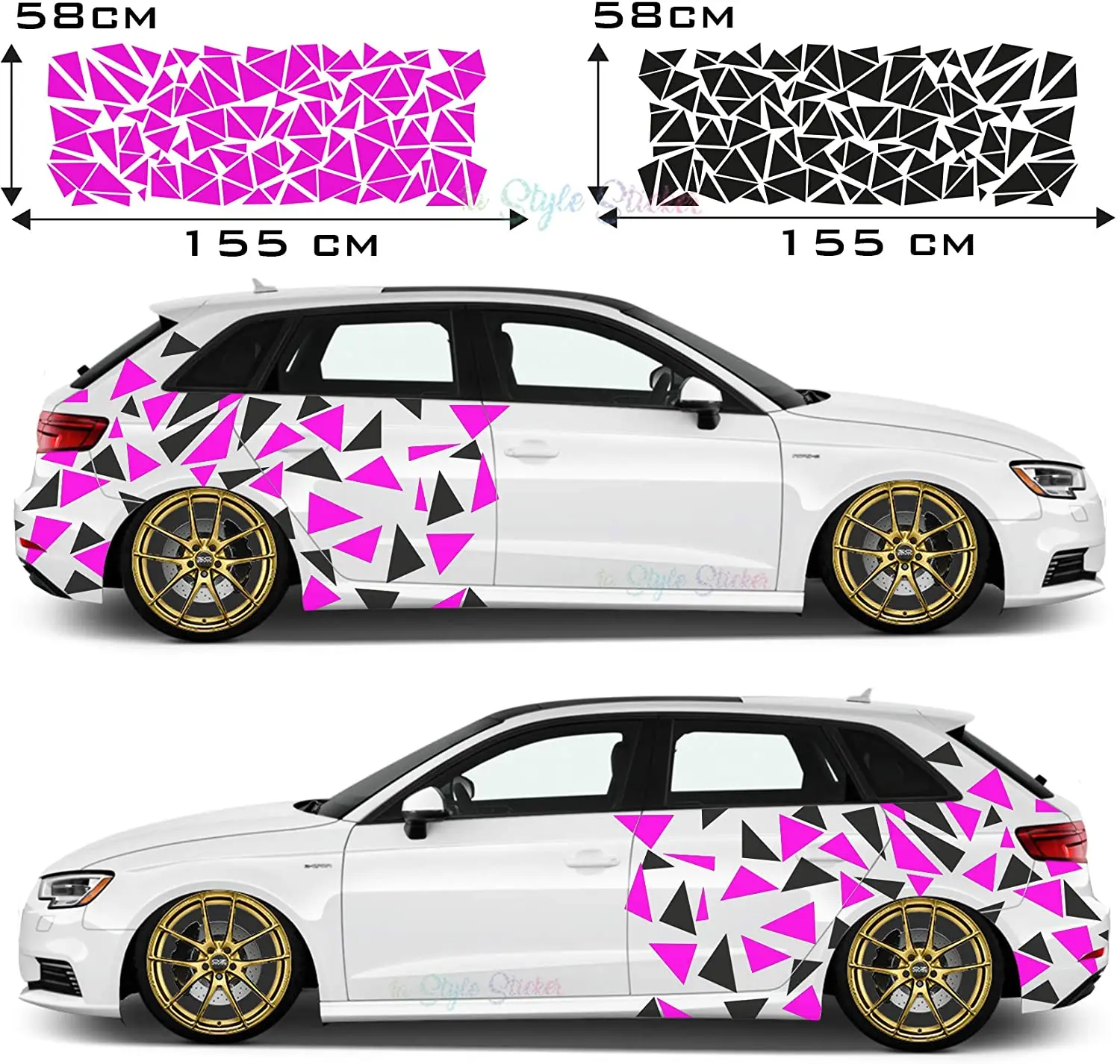 Car side stickers, triangles, car decoration, car tattoo, colored camouflage - £64.78 GBP+