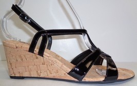 Vaneli Size 11 M MATTY Black Patent Leather Wedge Heels Sandals New Womens Shoes - £86.00 GBP