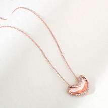0.12Ct Diamond Smiling Heart Pendant Necklace Rose Gold Plated Silver - £151.31 GBP
