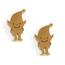Gold Gnome Elf Stud Earrings - £11.04 GBP