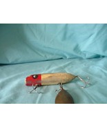 VINTAGE FISHING LURE WOODEN SOUTH BEND BASS ORENO WHITE RED HEAD METAL EYES - £17.95 GBP