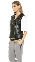 DKNY X Cara Delevingne Womens XP XS Lamb Leather Biker Moto Vest Jacket ... - £149.08 GBP