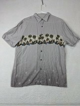 Island Shores Mens Short Sleeve Button Shirt Size M Rayon Purple - $9.61