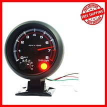 Universal 3.75&quot; Tachometer Gauge with Red Shift Light for Gasoline Engines - $713.63 MXN