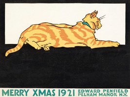 10110.Decor Poster.Room wall Interior art design.Merry Christmas 1921 pet cat - £13.61 GBP+