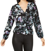 bar III Womens Floral Print Peplum Top Size XX-Large Color Black Floral Heather - £56.02 GBP