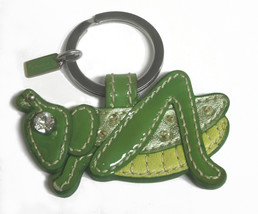  Coach Green Grasshopper Jeweled Bag Charm Leather Fob 92710 EUC - £78.10 GBP