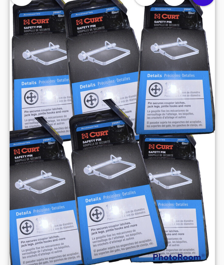 6 pack new TRAILER SAFETY, PIN 1/4&quot; DIAMETER, PART# 25081, ZINC FINISH - $30.57
